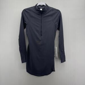 Lululemon Long-Sleeve‎ Tennis Dress Romper Womens 4 Nulux Graphite Gray